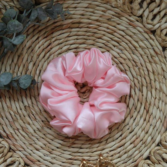 Pastel Pink Satin Hair Scrunchie